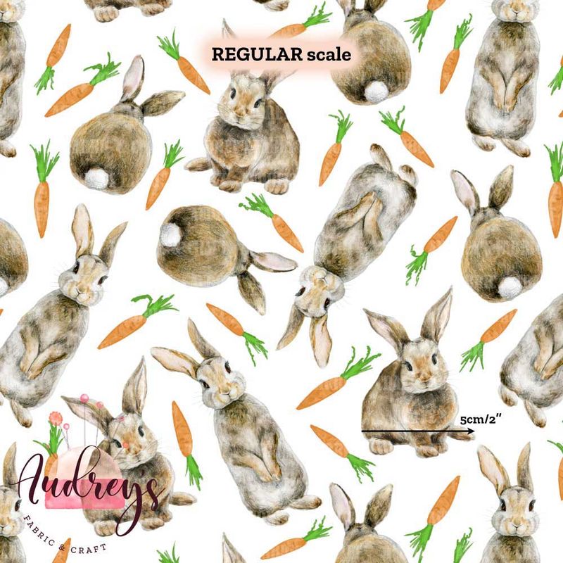 Bunny &amp; Carrot Patch | Digital-Print Custom Cotton Woven | 145cm wide