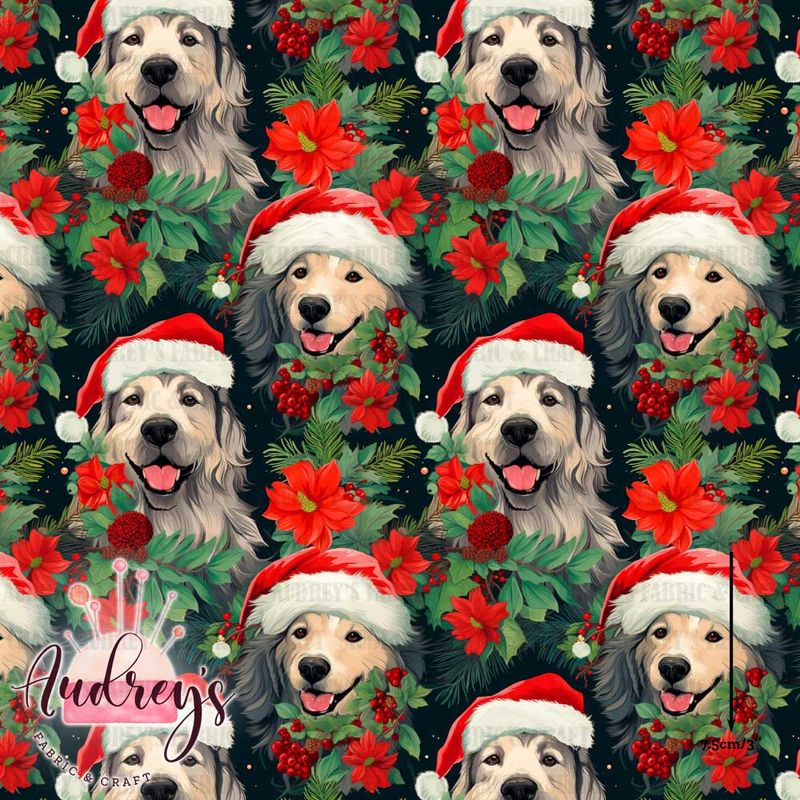 Xmas Pups | Digital-Print Custom Cotton Woven | 145cm wide