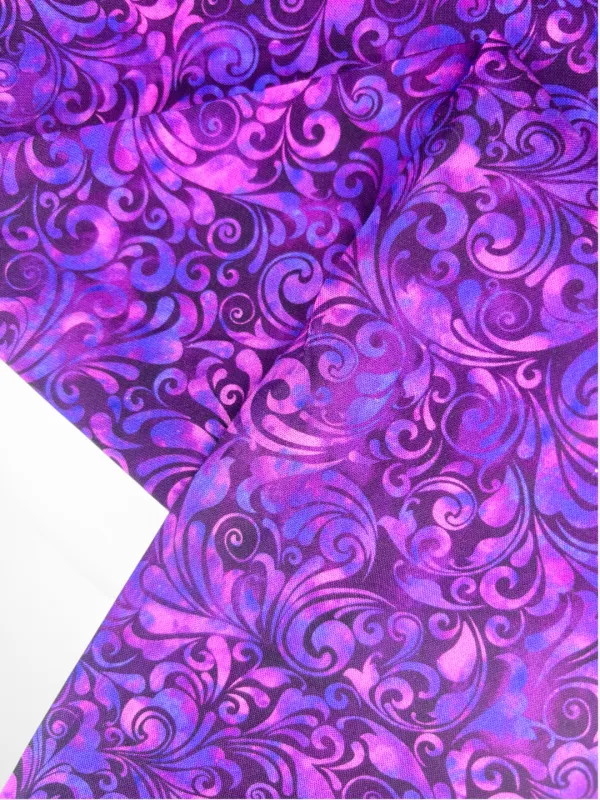 Paisley Twirls, Purples | Quilting Cotton | 112cm wide