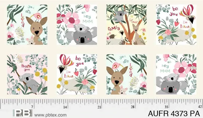 Aussie Animals, Nursery Panel | Digital Print Quilting Cotton Panel