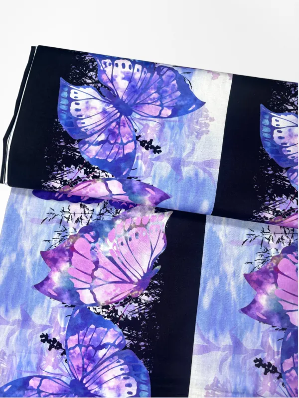 Elysian, Butterfly Purple | Border-Print Quilting Cotton | 112cm wide