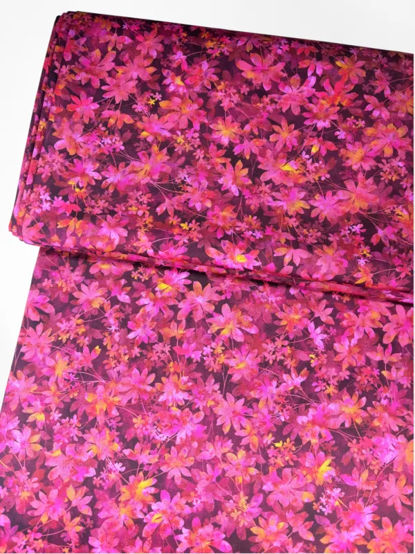 Vibrant Foliage, Magenta | Quilting Cotton | 112cm wide
