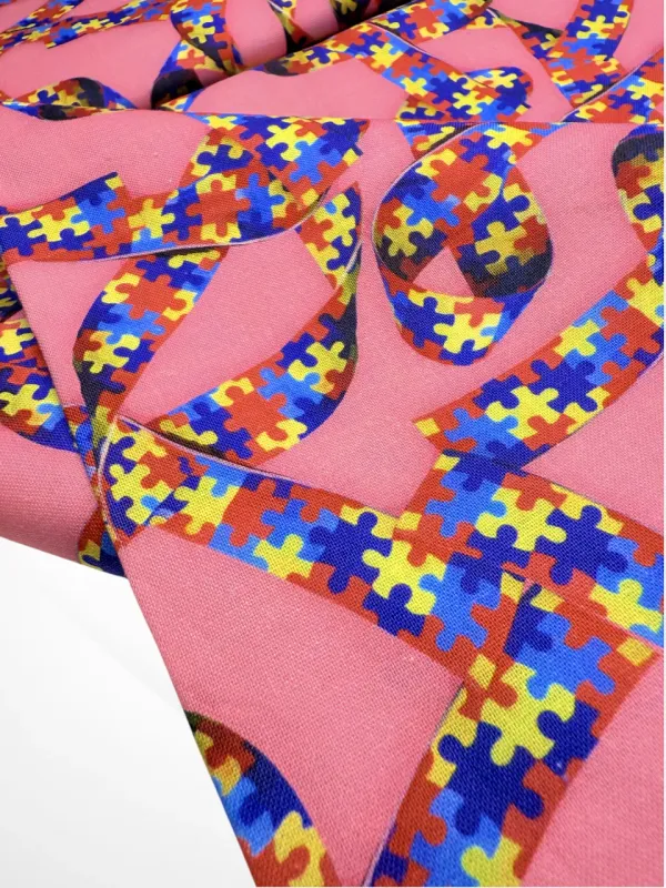 Autism Awareness Jigsaw  Puzzle Pieces | Quilting Cotton | 112cm wide