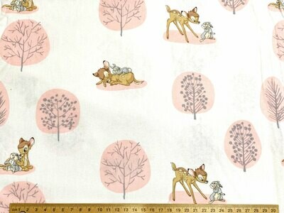 Bambi &amp; Thumper, Pink | Licensed Quilting Cotton | 112cm wide