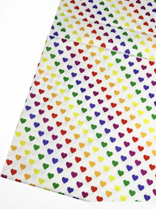 Rainbow Hearts | Quilting Cotton | 112cm wide