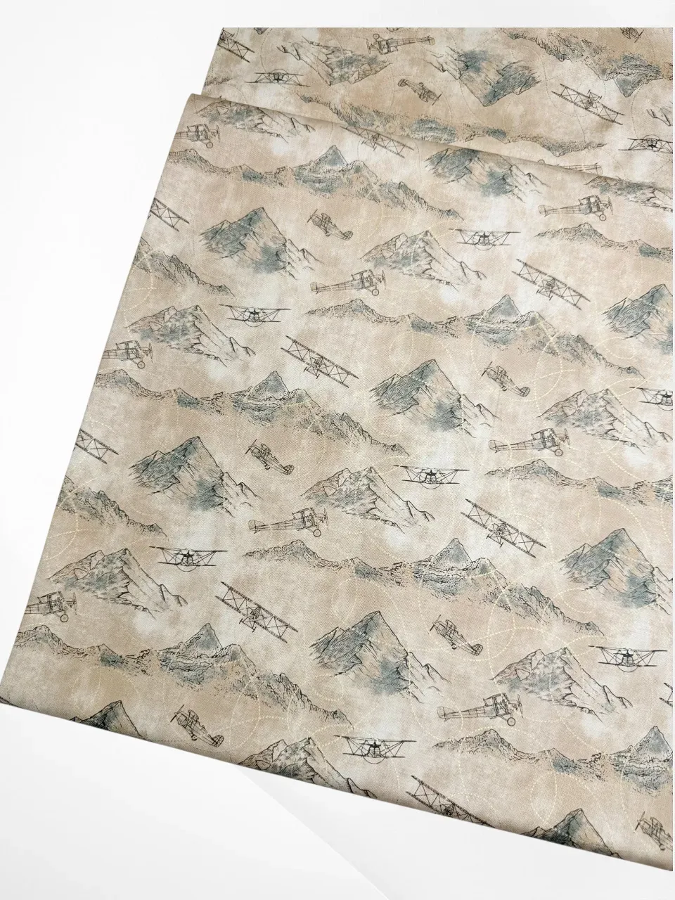 Vintage Flight - Plane over Mountains | Quilting Cotton | 112cm wide