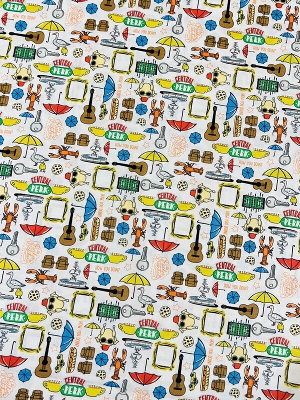 Friends Central Perk on Grey | Licensed Quilting Cotton | 112cm wide
