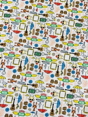 Friends Central Perk on Grey | Licensed Quilting Cotton | 112cm wide