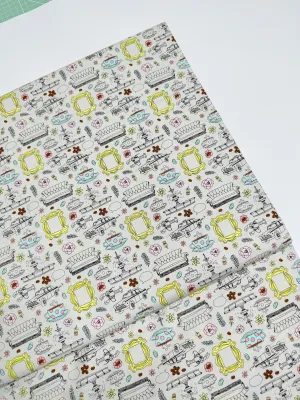 Friends Central Perk on Grey | Licensed Quilting Cotton | 112cm wide