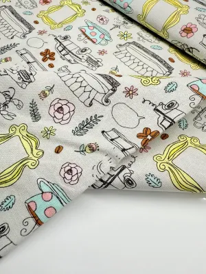 Friends Central Perk on Grey | Licensed Quilting Cotton | 112cm wide