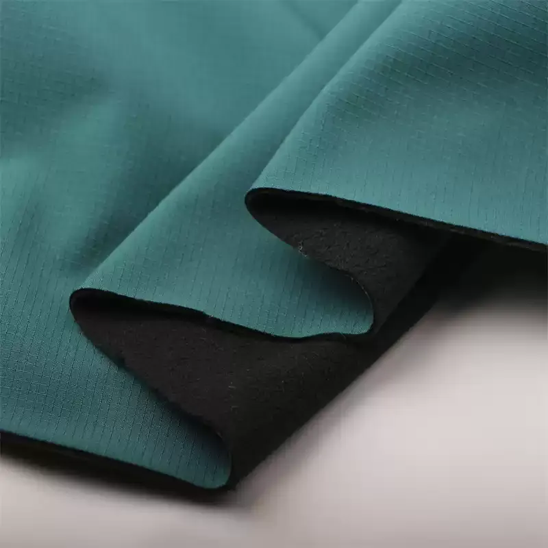 Dark Peacock Grid | Softshell Water-Resistant Jacket Fabric | 150cm Wide
