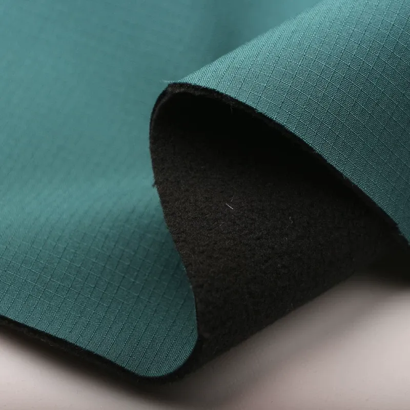 Dark Peacock Grid | Softshell Water-Resistant Jacket Fabric | 150cm Wide