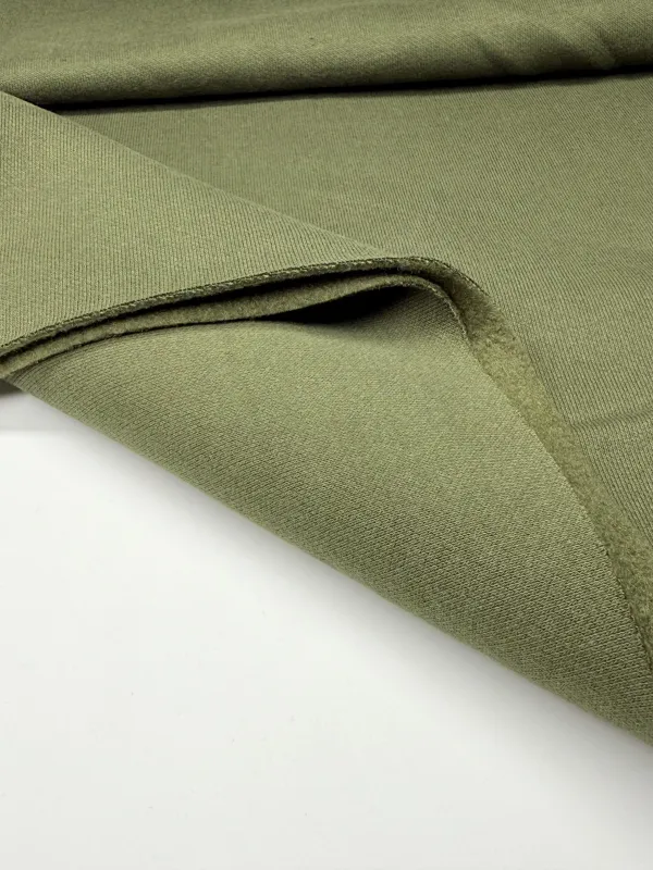 Khaki Green | Tracksuiting/Sweatshirt French Terry Fleece | 155cm Wide