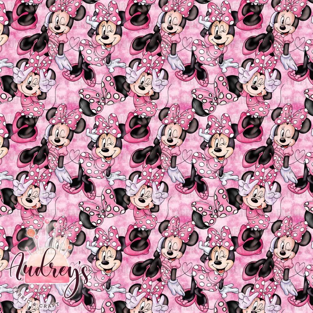Minnie on Pink | Digital-Print Custom Cotton Lycra 240gsm | 145cm wide