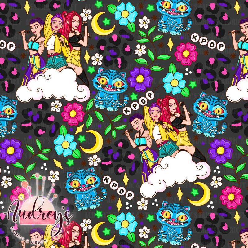 Kpop Huntrix on Cheetah | Digital-Print Custom Cotton Woven | 145cm wide