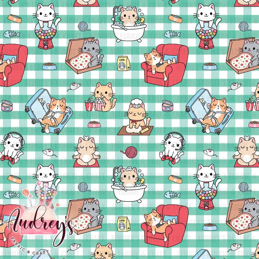 Playful Kittens Gingham | PRE-ORDER | Choose Your Own Base
