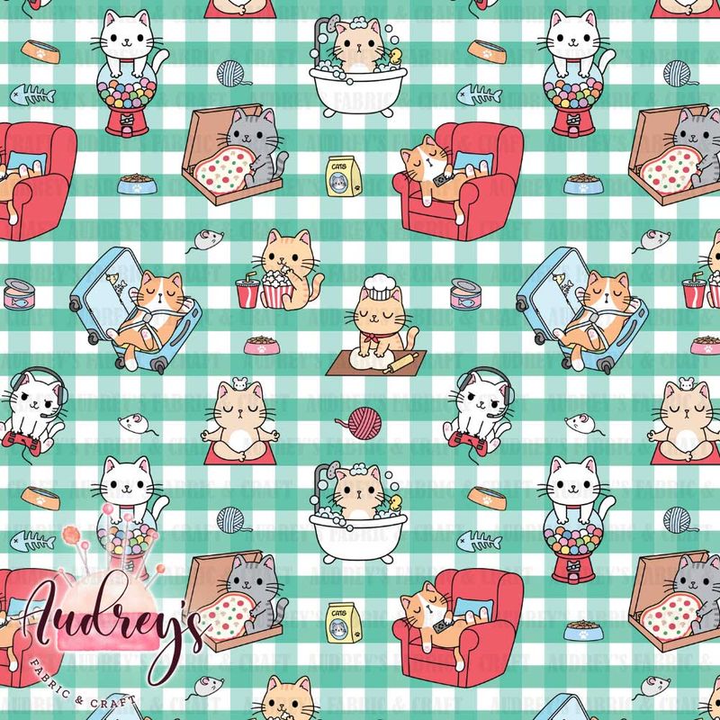 Playful Kittens Gingham | PRE-ORDER | Choose Your Own Base