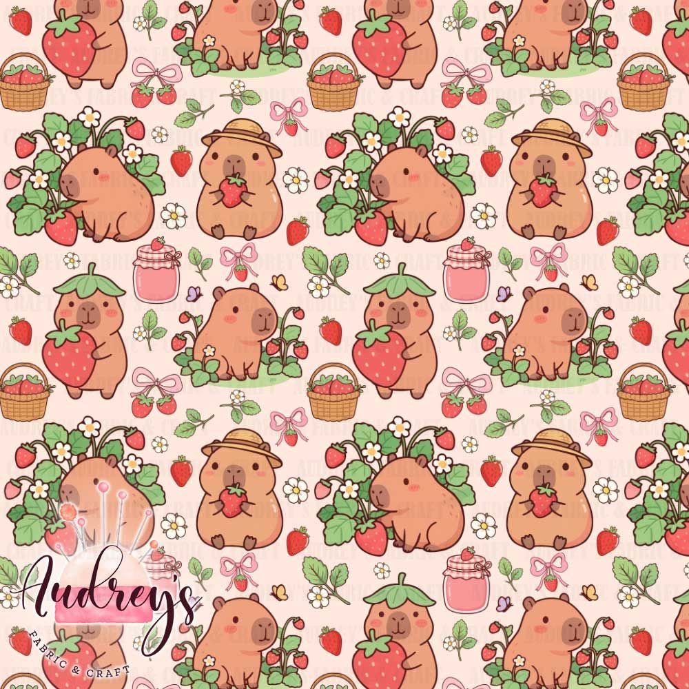 Strawberry Patch Capybaras | PRE-ORDER | Choose Your Own Base