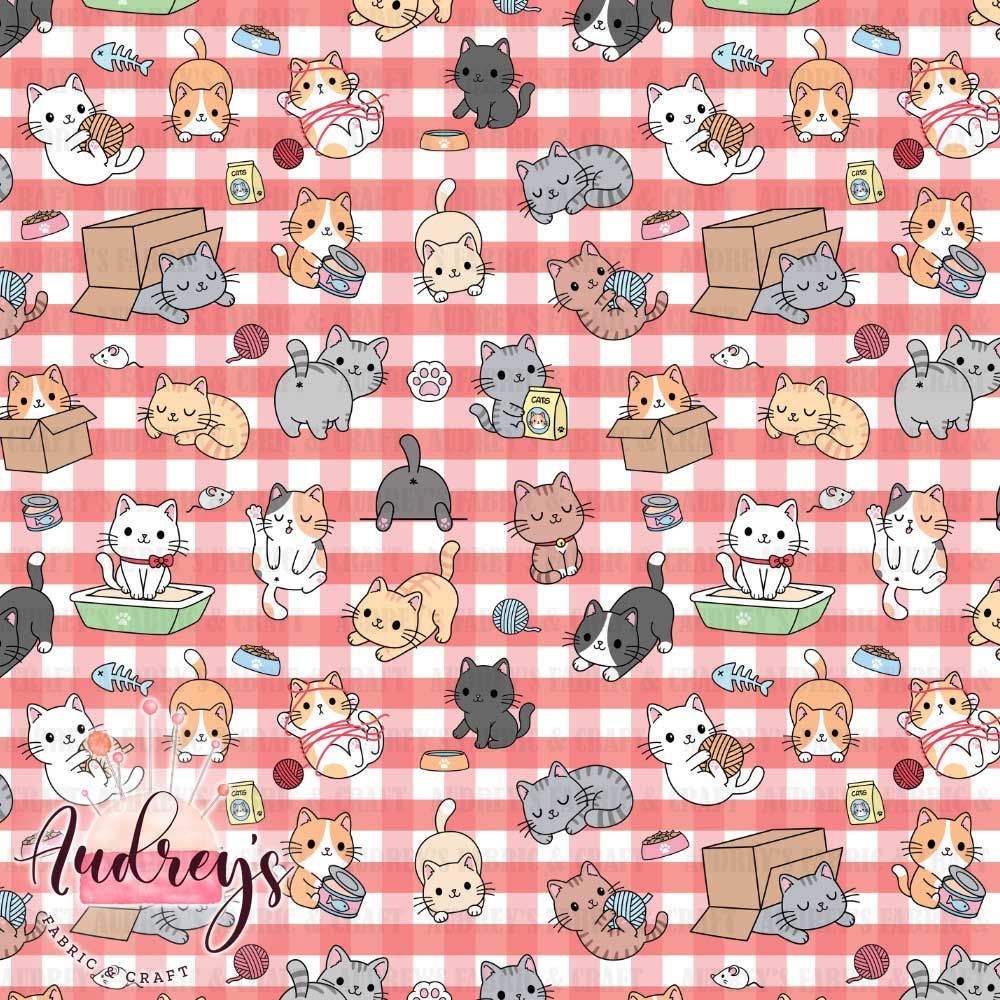 Playful Kittens Gingham | PRE-ORDER | Choose Your Own Base