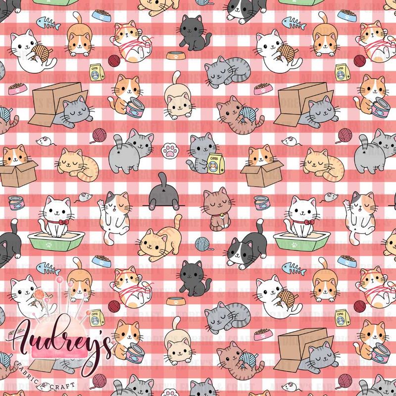 Playful Kittens Gingham | PRE-ORDER | Choose Your Own Base