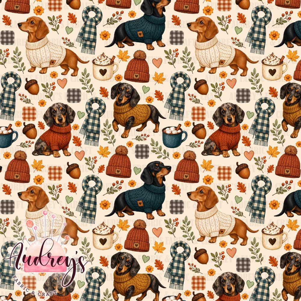 Cosy Autumn Dachshunds | PRE-ORDER | Choose Your Own Base