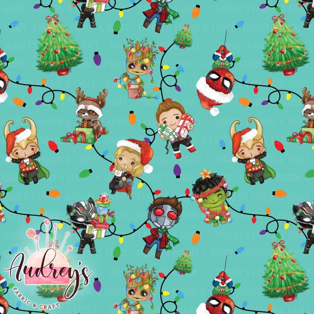 Superheroes, Christmas | Digital Print Custom Cotton Woven | 145cm wide