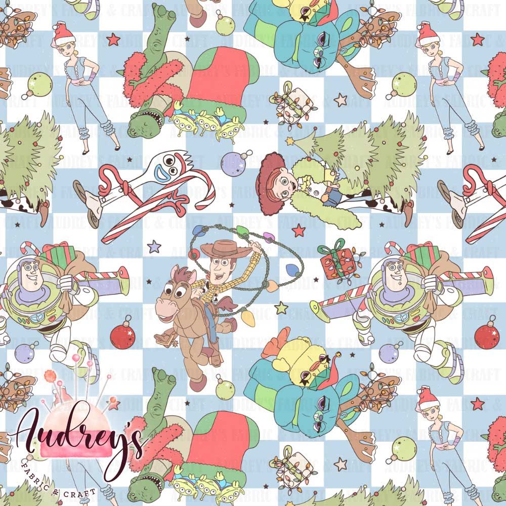 Toy Story Checkers, Christmas | Digital Print Custom Cotton Woven | 145cm wide