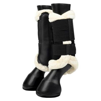 LeMieux Fleece Edge Mesh Brushing Boots (Zwart/Naturel - Maat: L)