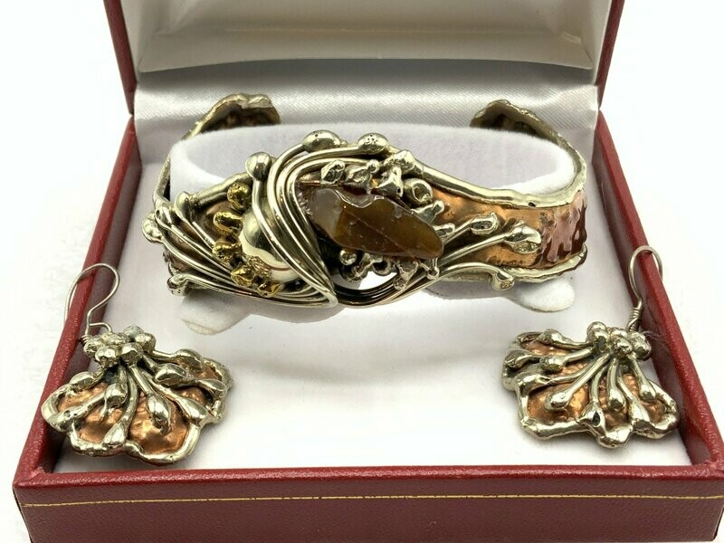 Artisan Handmade Cuff Bangle & Earrings