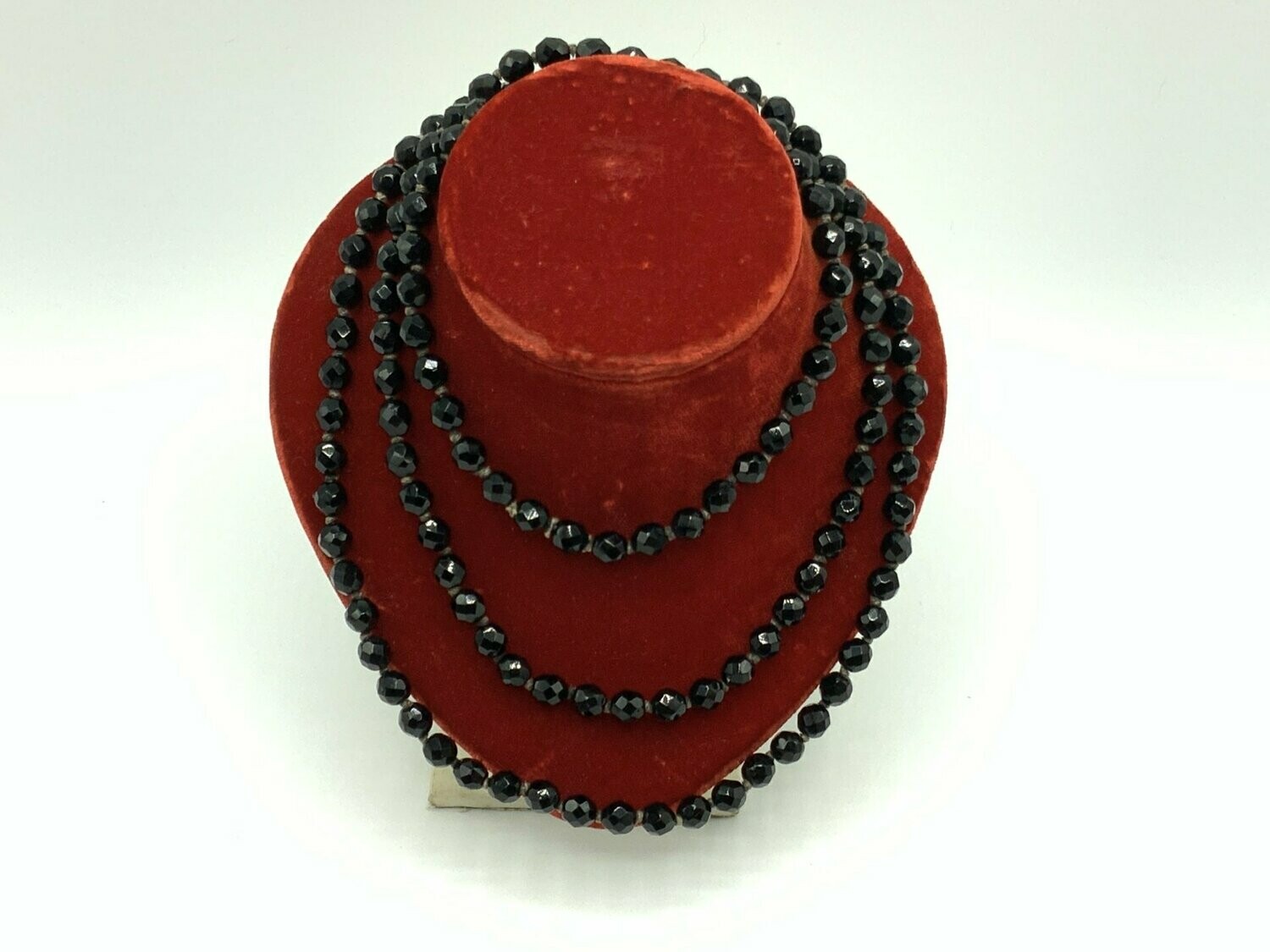 Vintage French Jet Faceted Bead Necklace