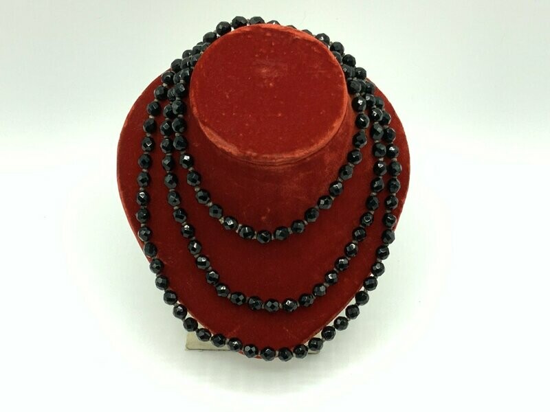 Vintage French Jet Faceted Bead Necklace