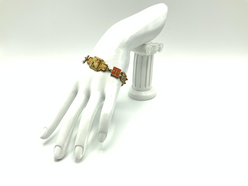 Victorian Heraldic French Brass Souvenir Bracelet