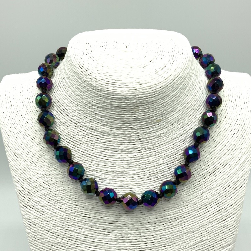 1930 Peacock Lustre Faceted Bead Necklace