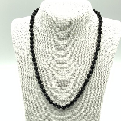 Vintage Black Rose Bead Necklace