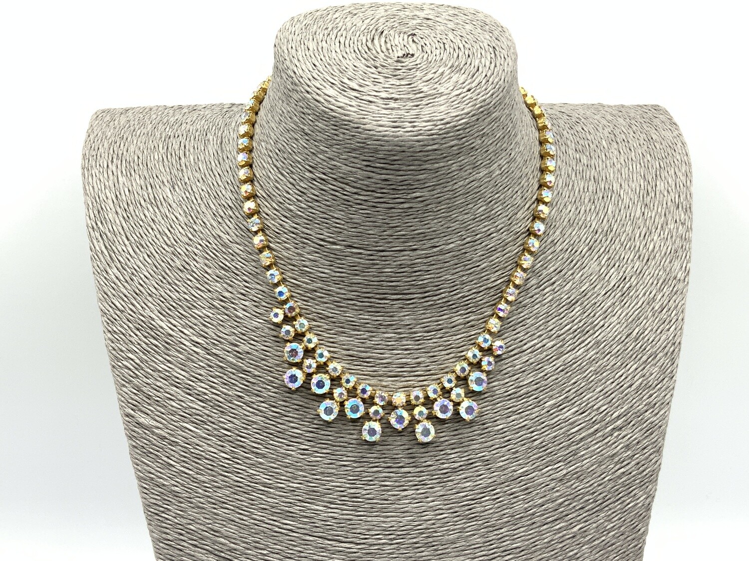 Revival Vintage Boutique Aurora Borealis Crystal Fringed Collar Necklace