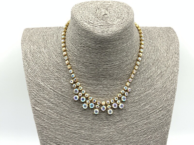 Revival Vintage Boutique Aurora Borealis Crystal Fringed Collar Necklace