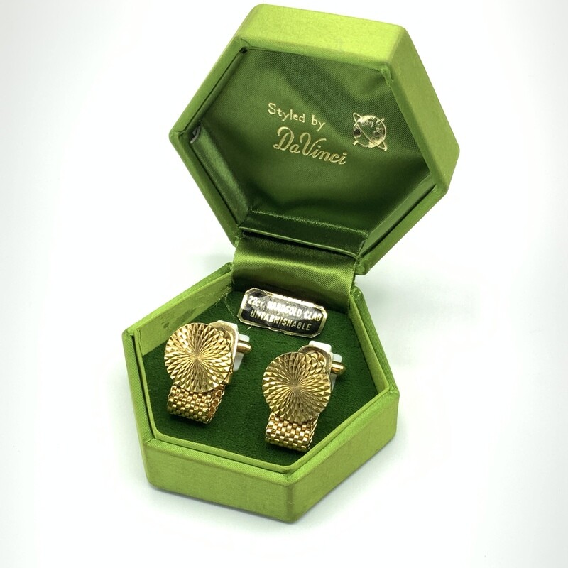 22ct Gold Plated Geometric Cufflinks by Da Vinci