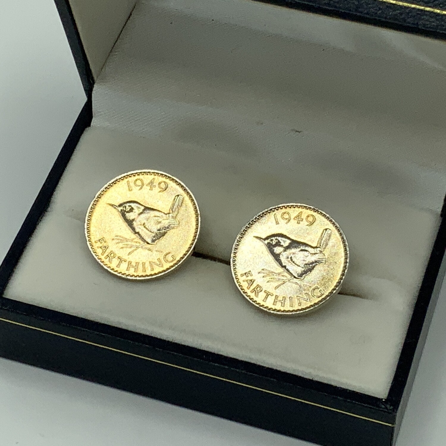 1949 Wren Farthing - Gold Plated Coin Cufflinks