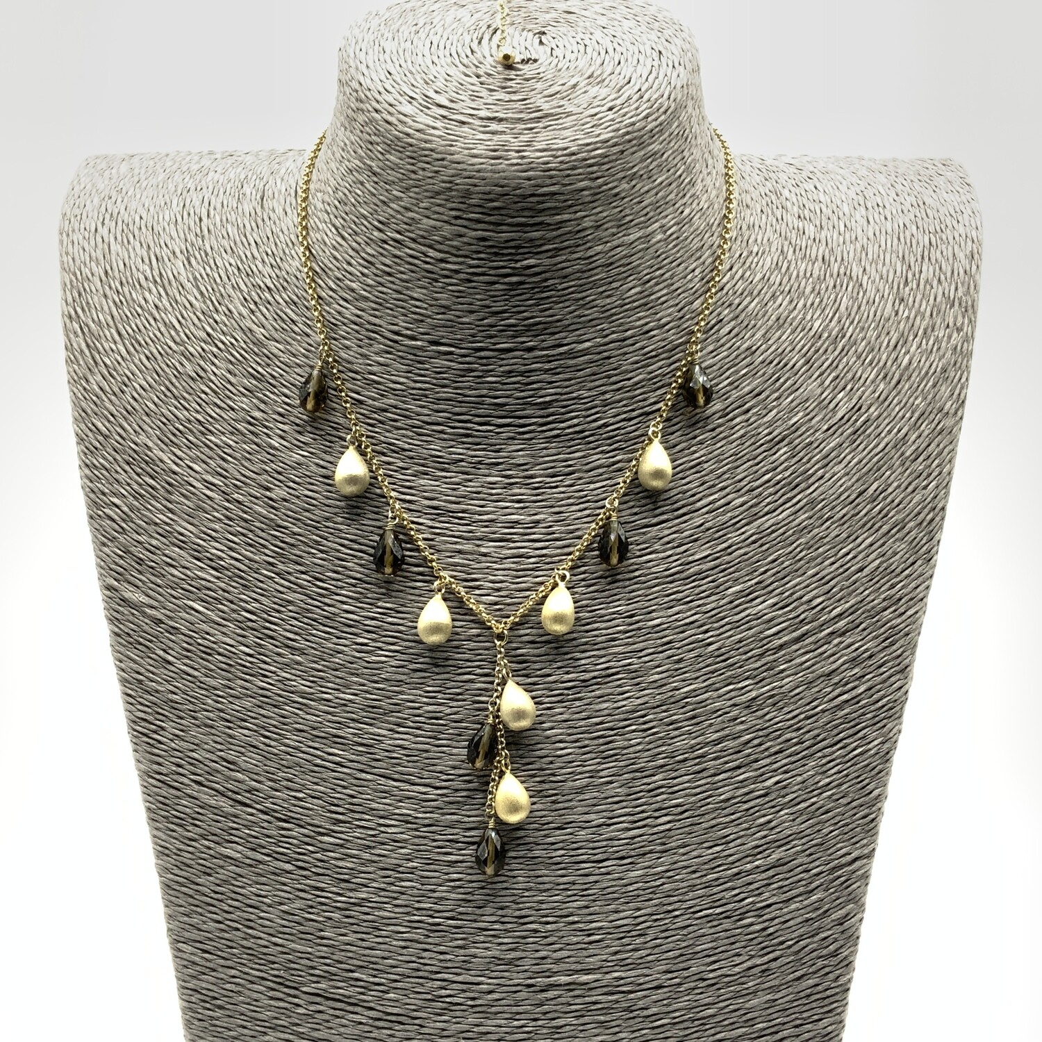 Stunning 14ct Gold Vermeil and Smokey Quartz Necklace