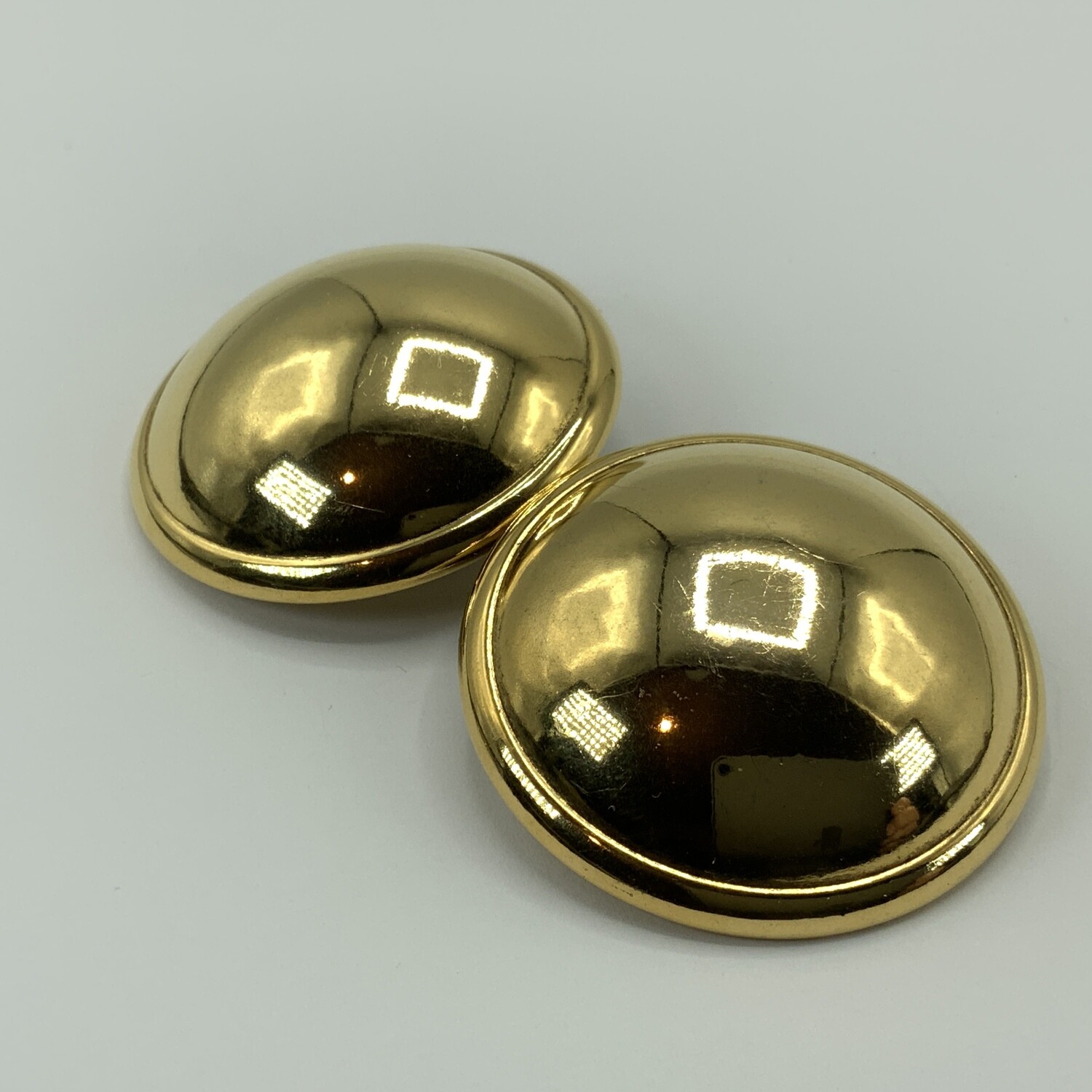 Vintage Gold Tone Domed Button Earrings