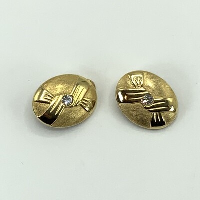 Gold Tone Oval Clip-on Earrings