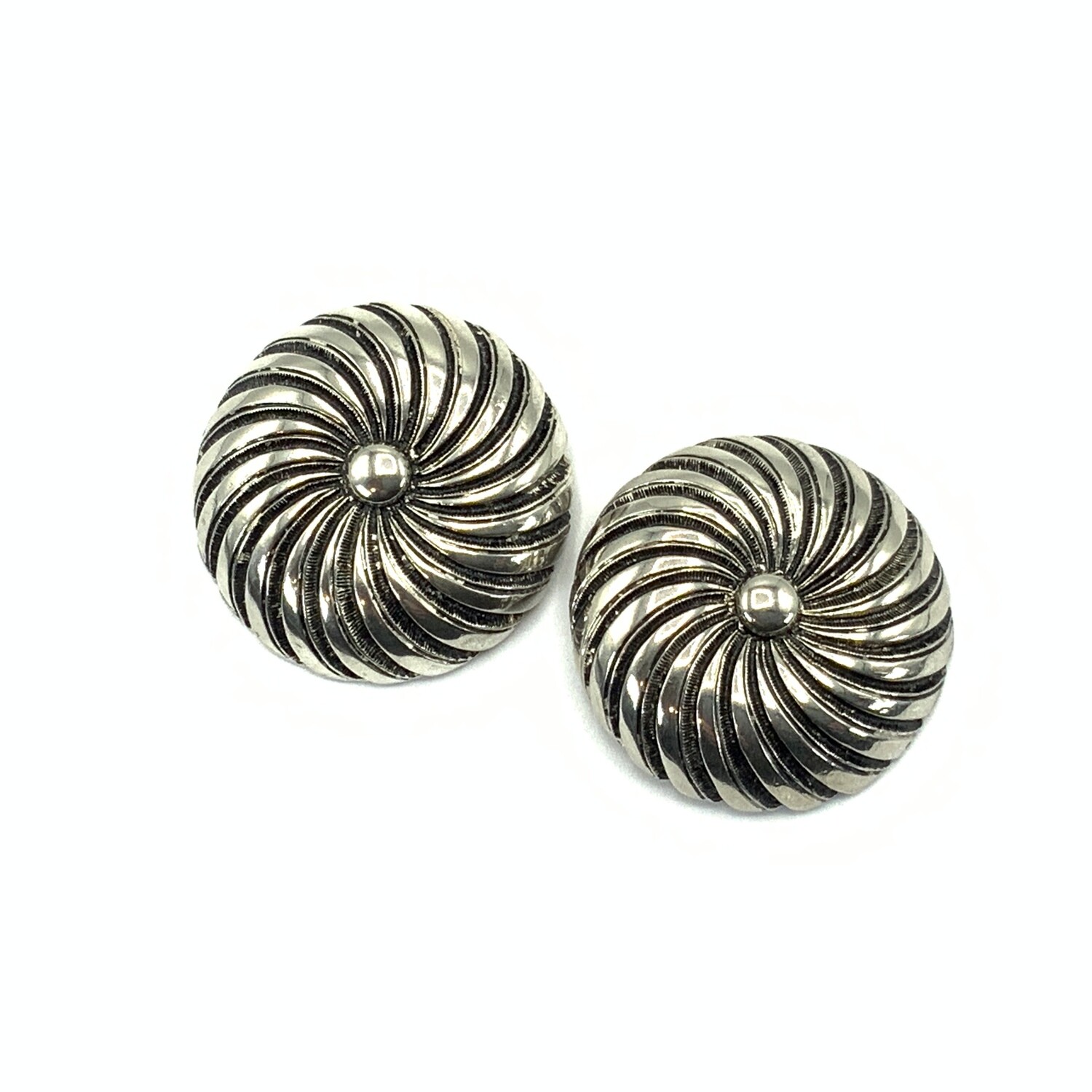 Vintage Silver Tone Swirled Earrings