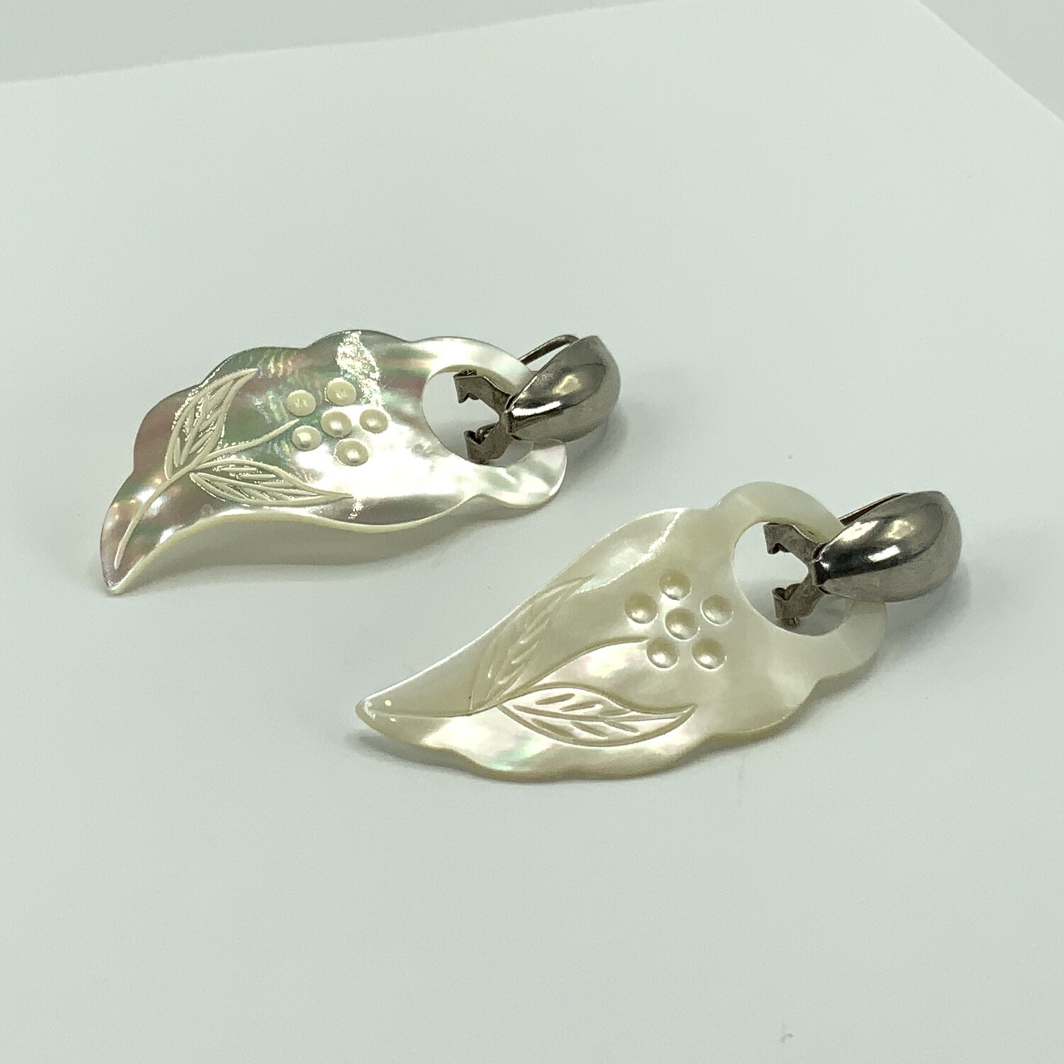 Vintage Hand Crafted Pierced Mother of Pearl Earrings