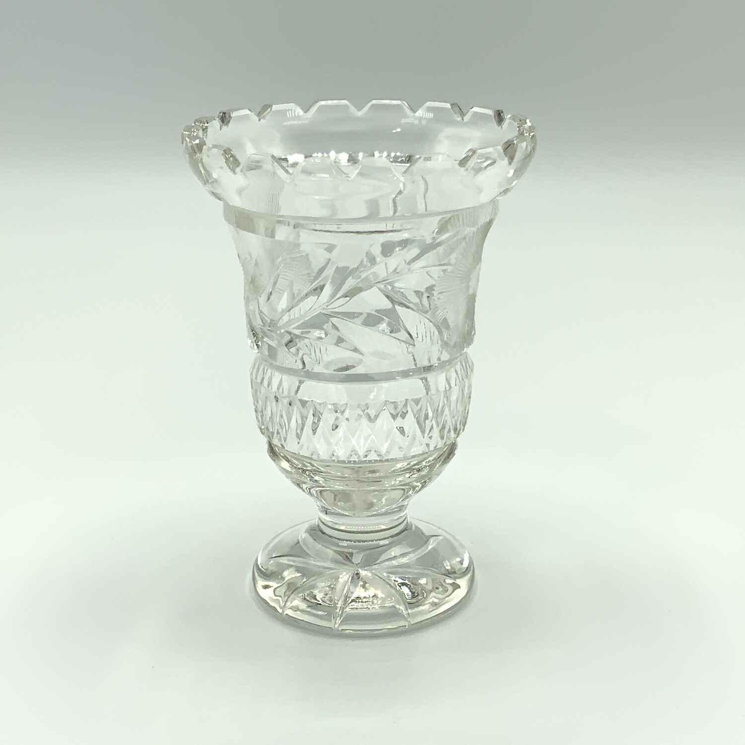 Vintage Cut Glass Footed Vase