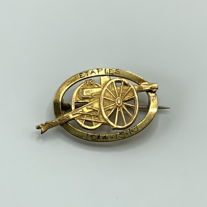 WW1 'Etaples-France' Heavy Artillery 75 Gun Battle Brooch