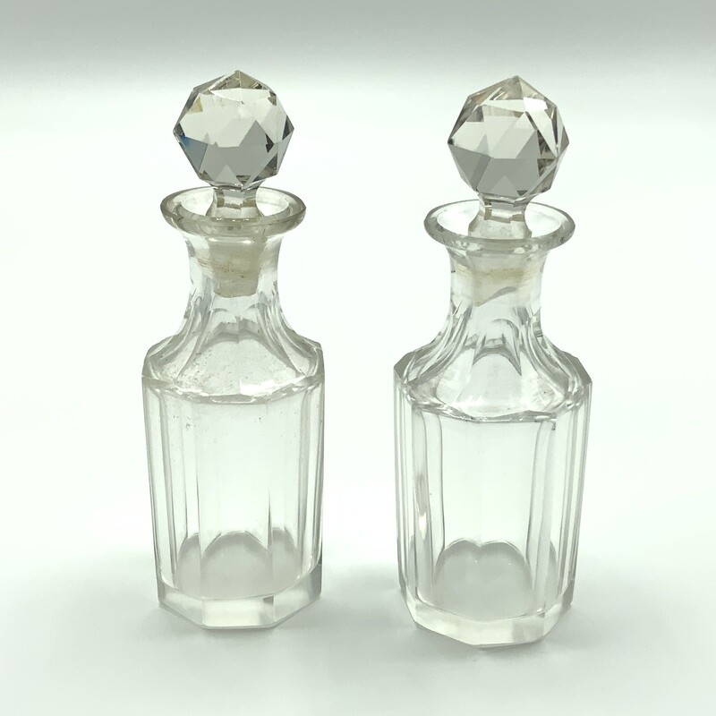 Pair of Vintage cut glass Bottles