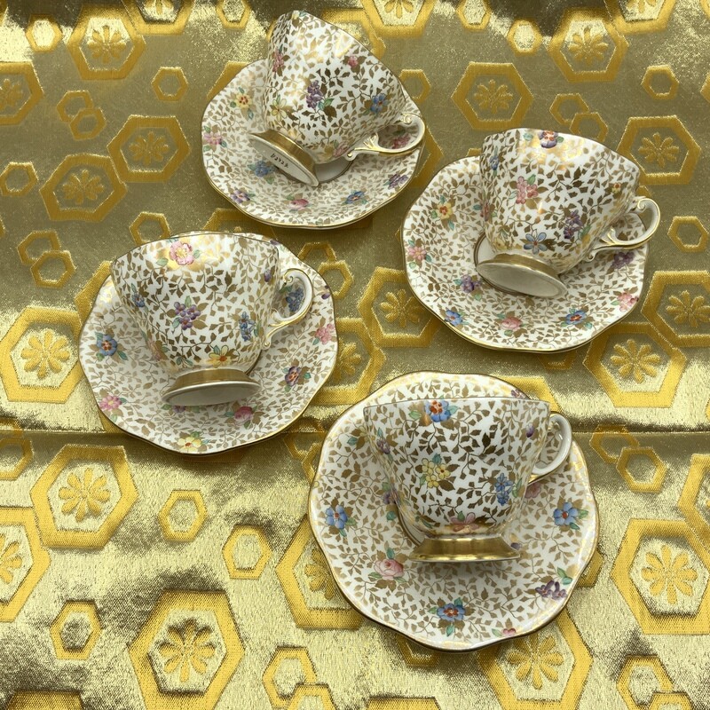 Gold Chintz -EB Foley China Cups and Saucers.