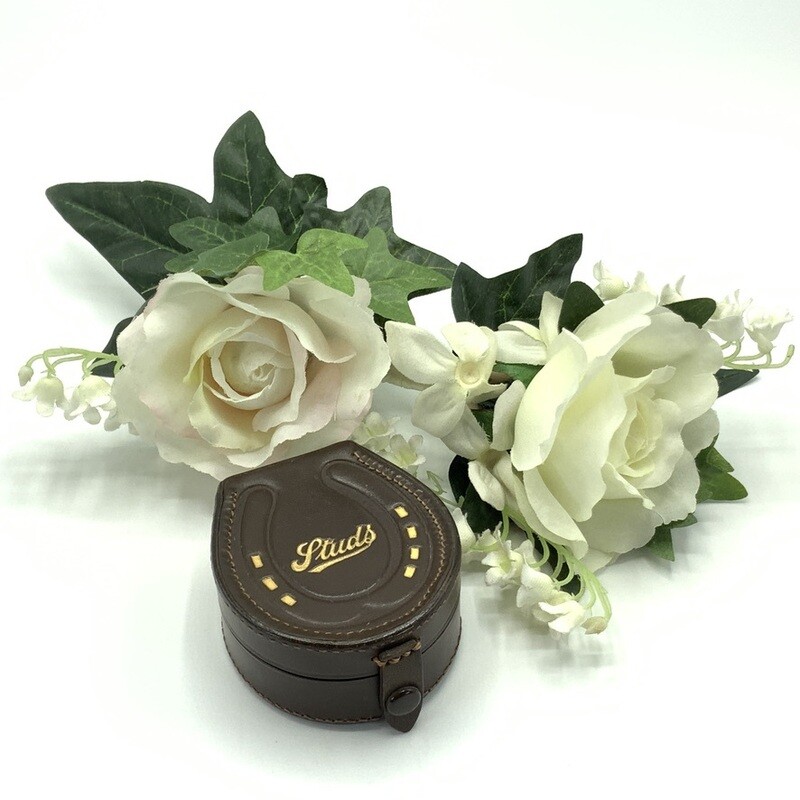 Antique Vintage Studs in Leather Horseshoe Box