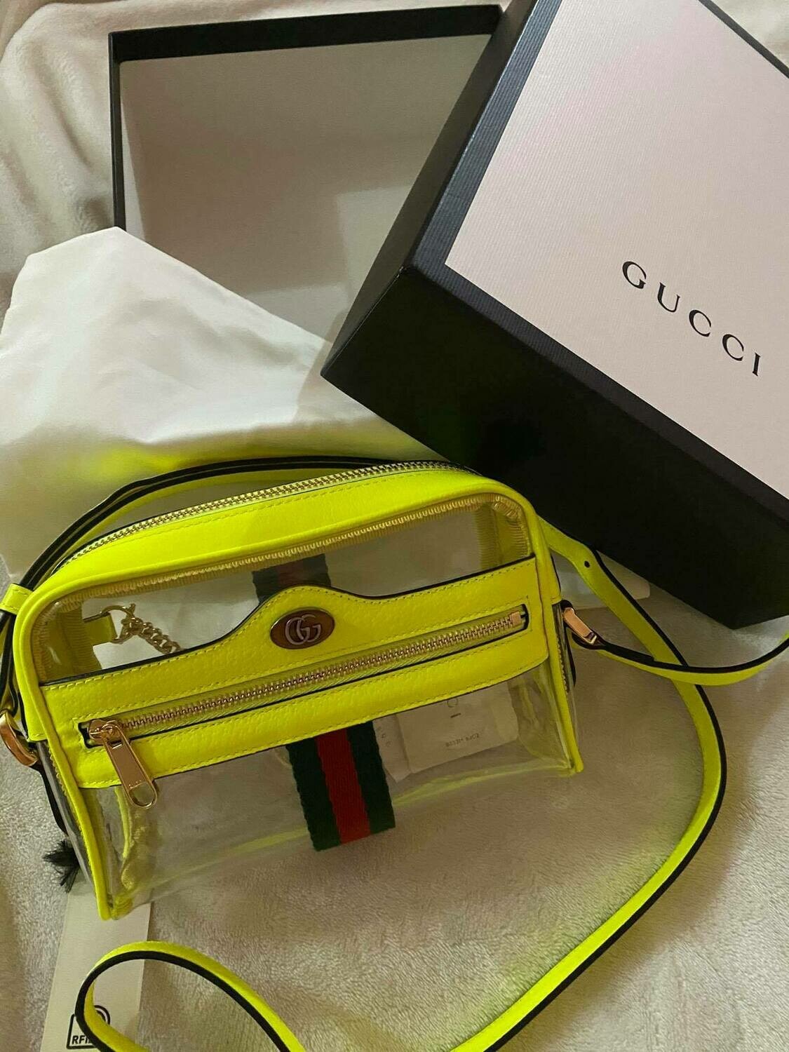 GUCCI Clear Transparent Ophidia Neon Yellow