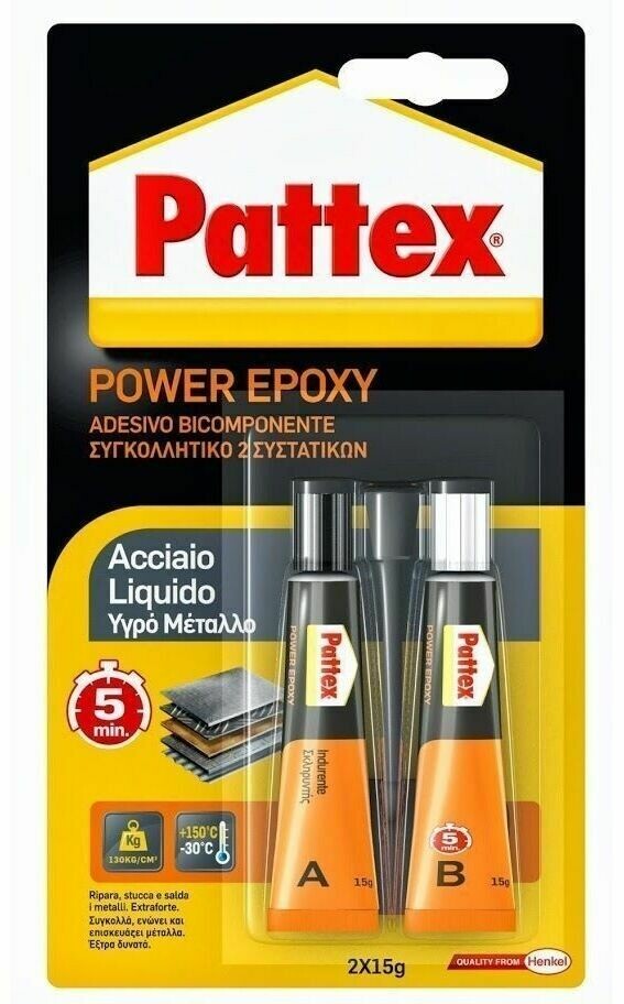 Acciaio Liquido Pattex Salda Colla Adesivo Bicomponente 2x15 Gr.